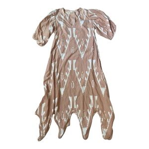 Mirth Popover Caftan Dress Conch Ikat Peach Sz L